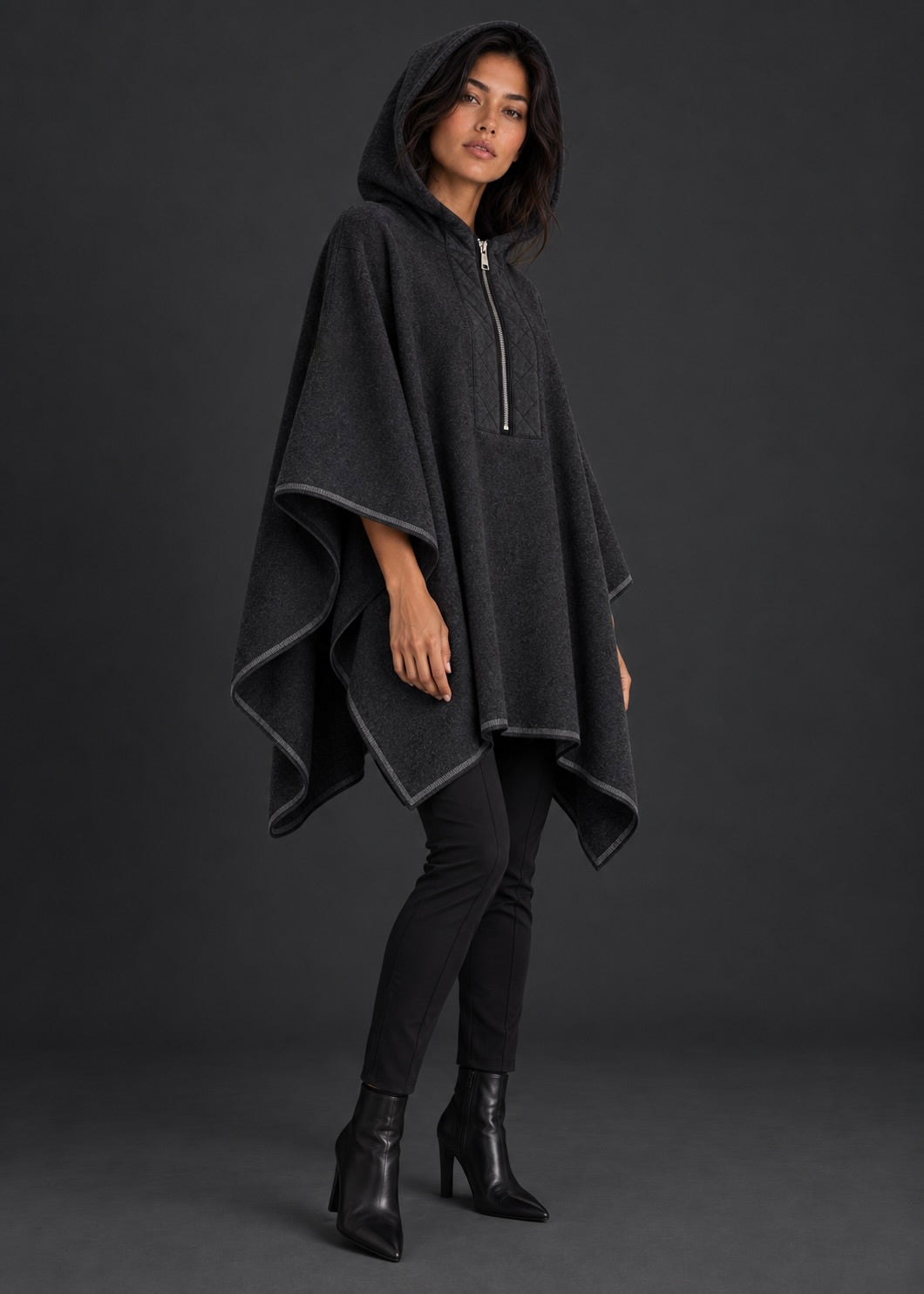 Poncho Plaza NY | Anthracite melange
