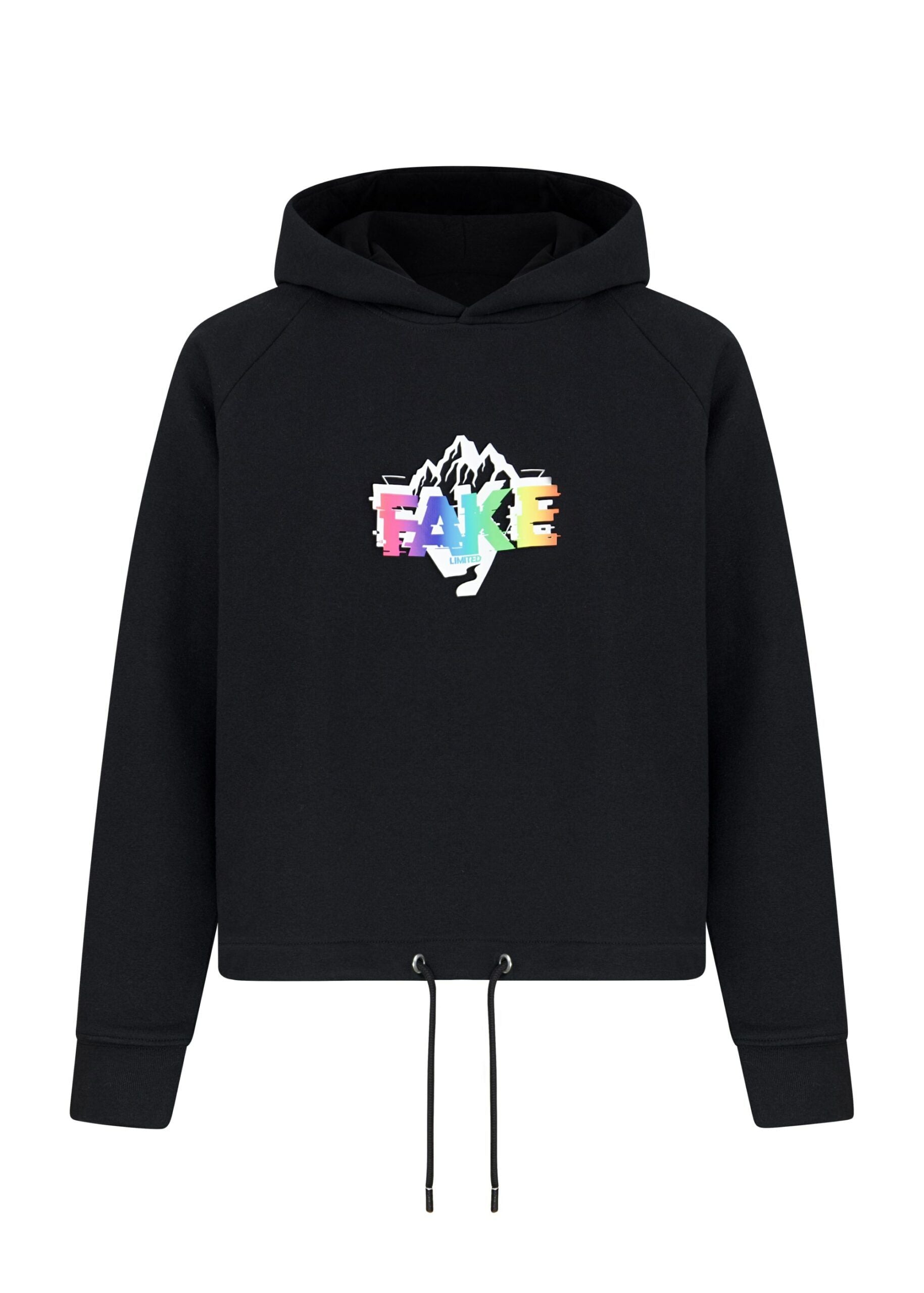 Cropped Hoodie Iced Limited Schwarz