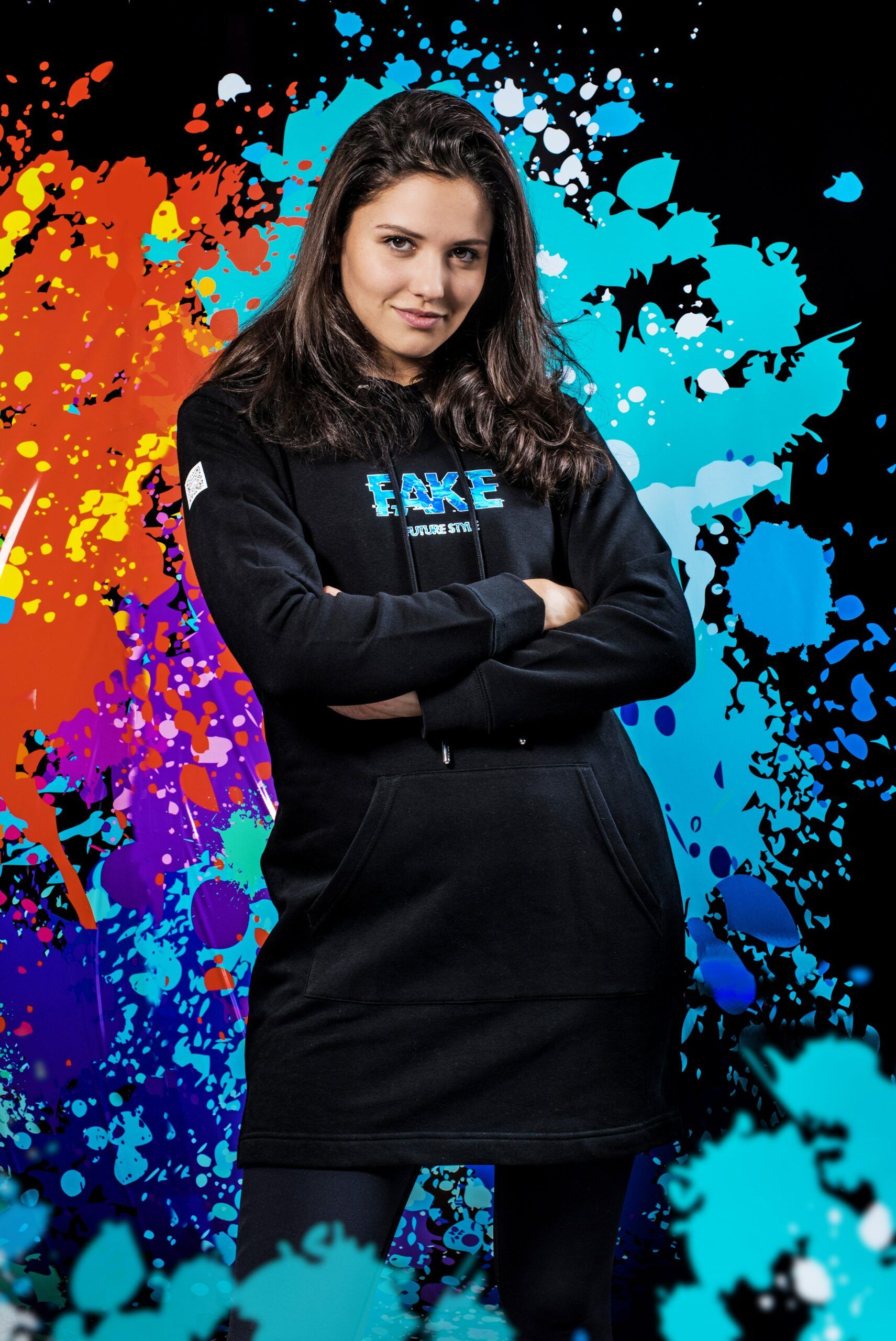 Hoodie Kleid Blue Lava Schwarz