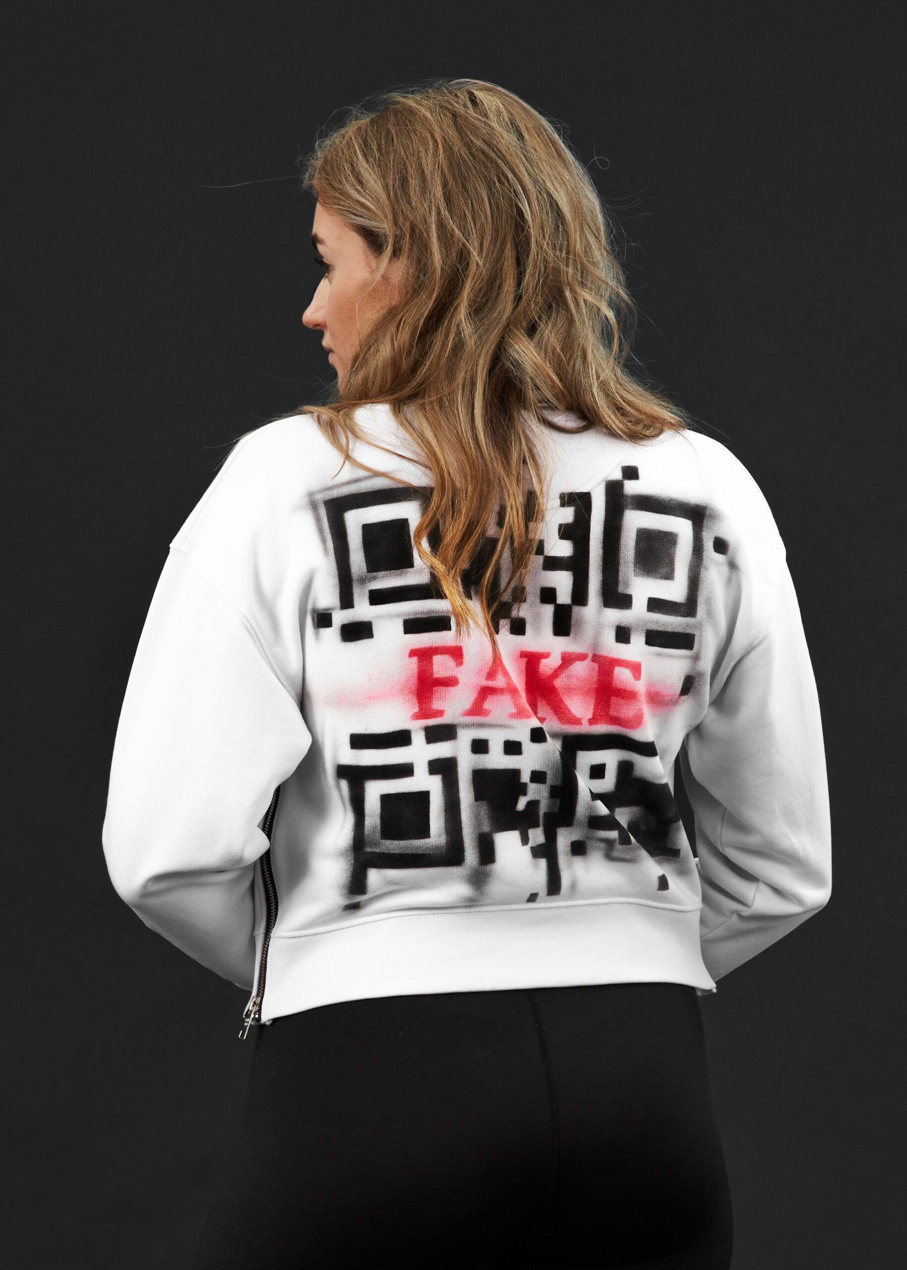 Cropped Zipper Airbrush | Weiß