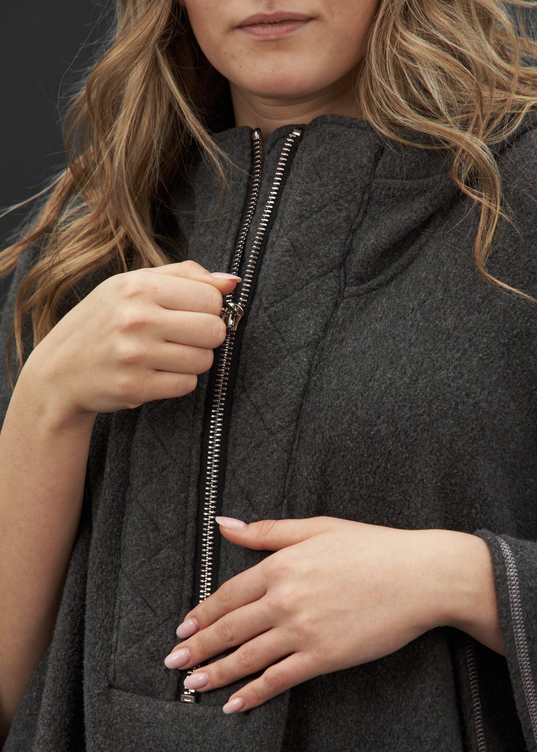 Poncho Plaza NY | Anthrazit Melange