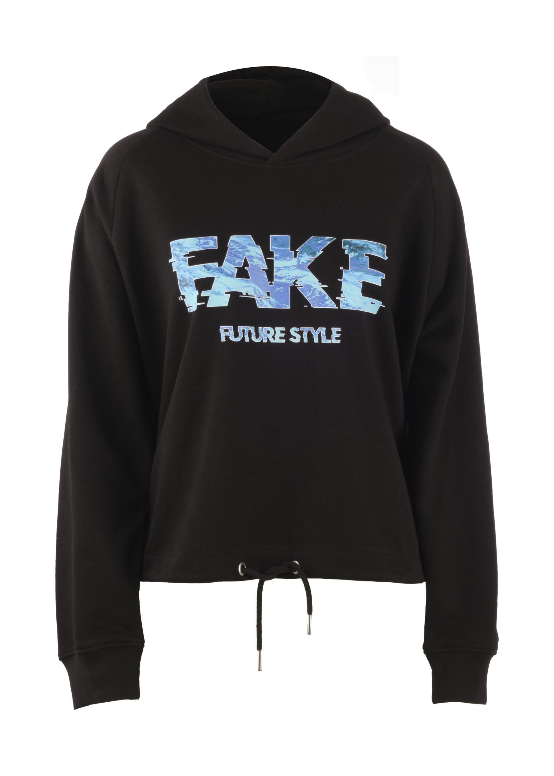 Cropped Hoodie Blue Lava Schwarz