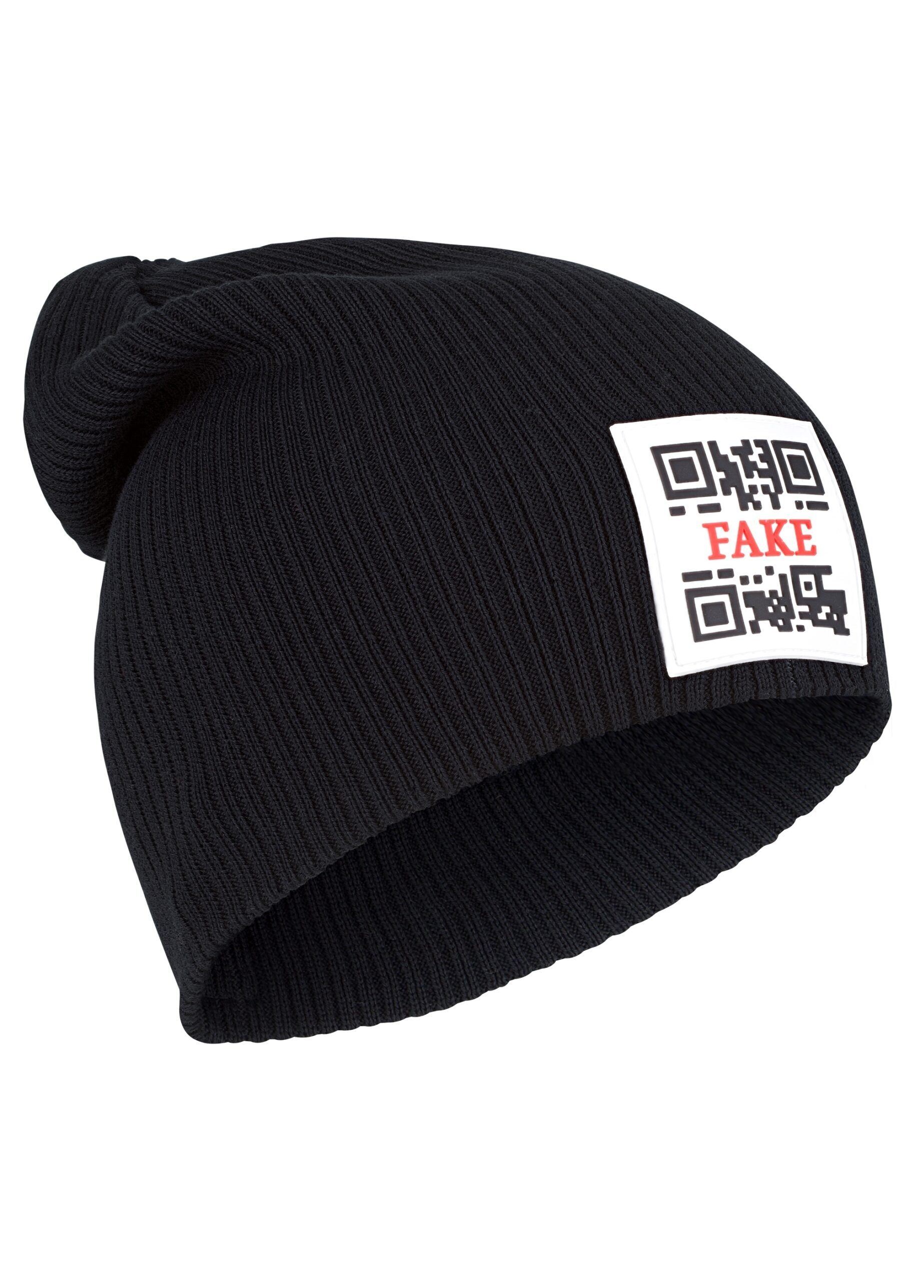 Basic Beanie Mit Logo Grobgestrickte Mütze Schwarz