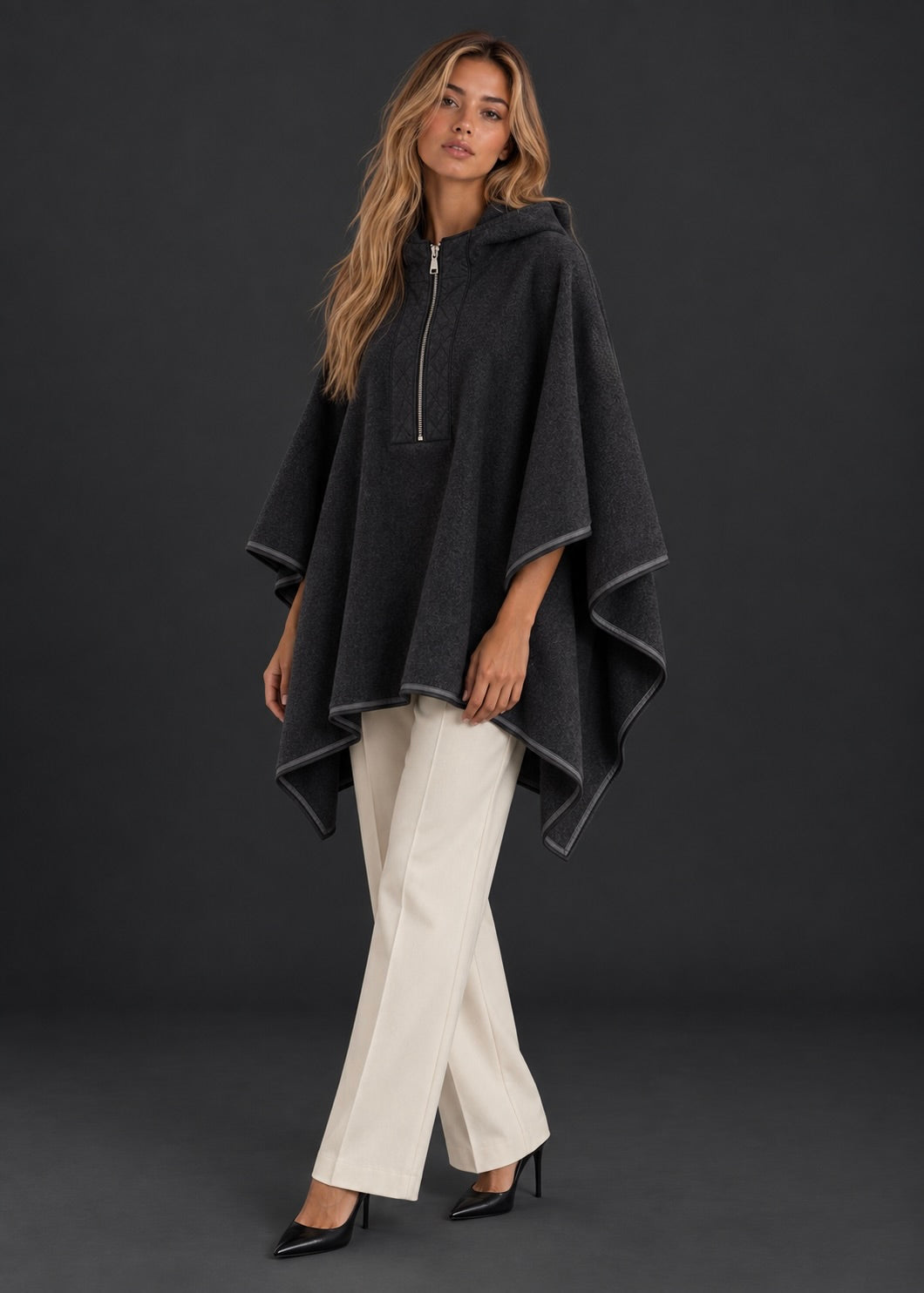 Poncho Plaza NY | Anthracite melange