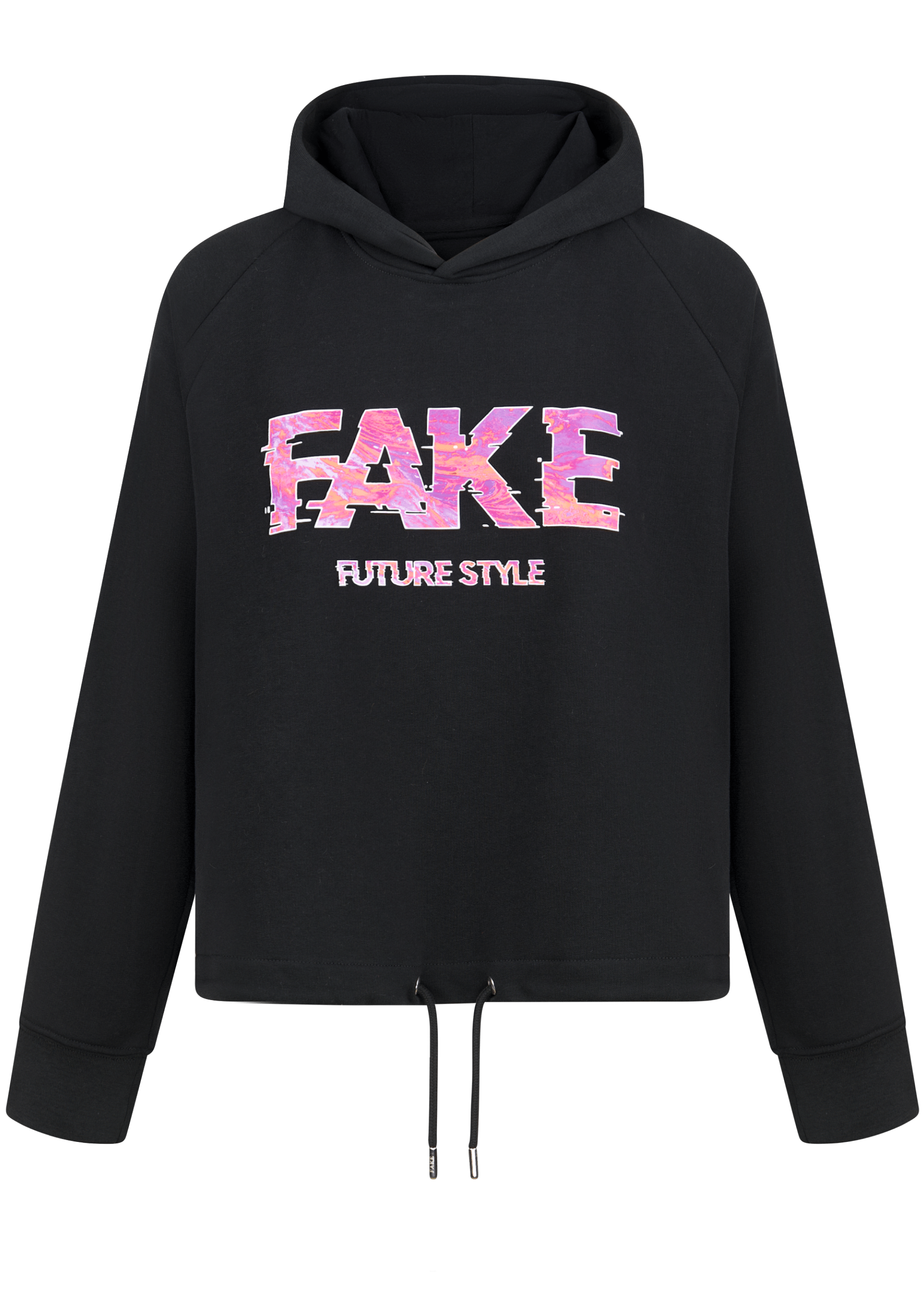 Cropped Hoodie Pink Lava Schwarz