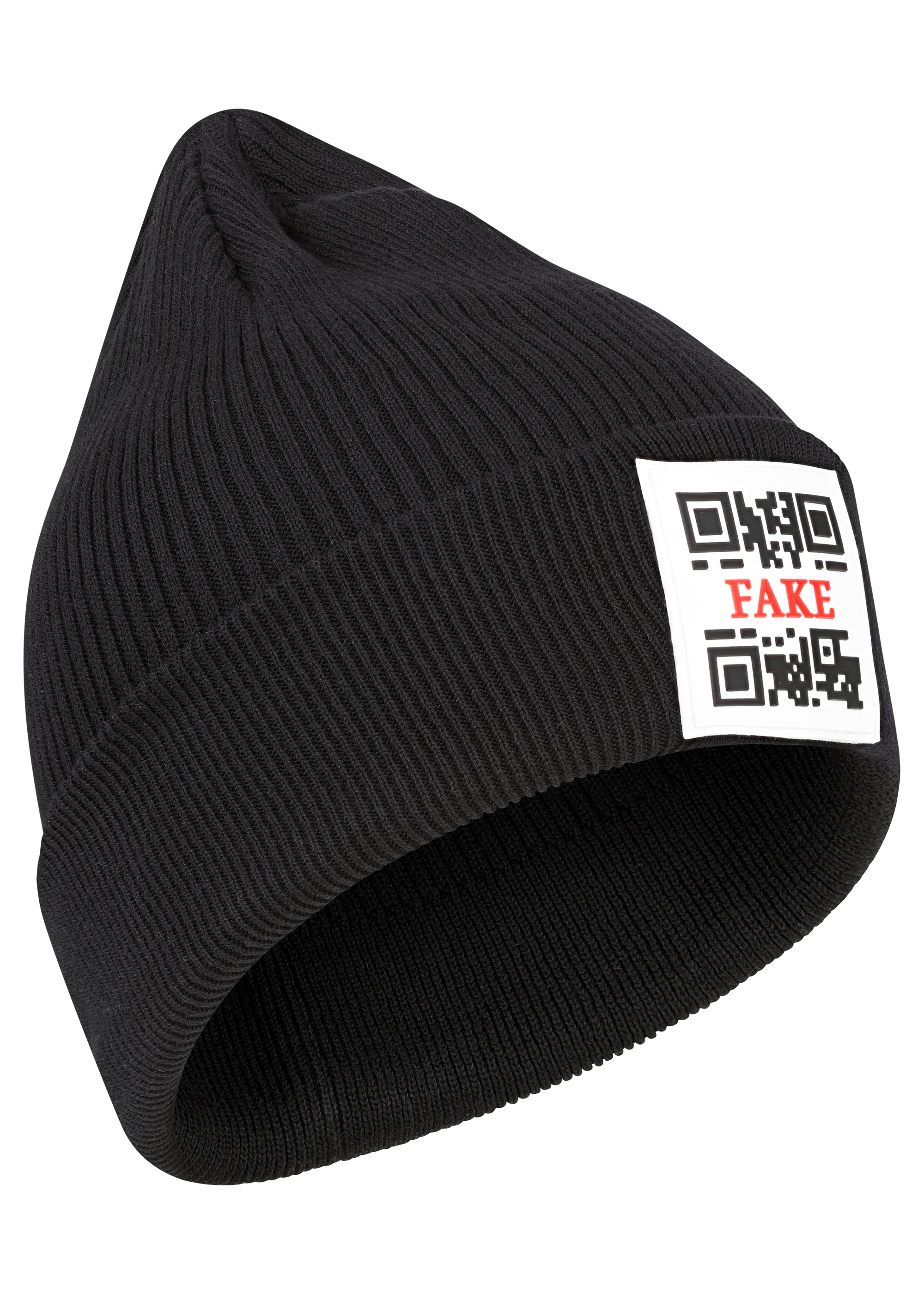 Reversed Beanie Mit Logo Grobgestrickte Mütze Schwarz