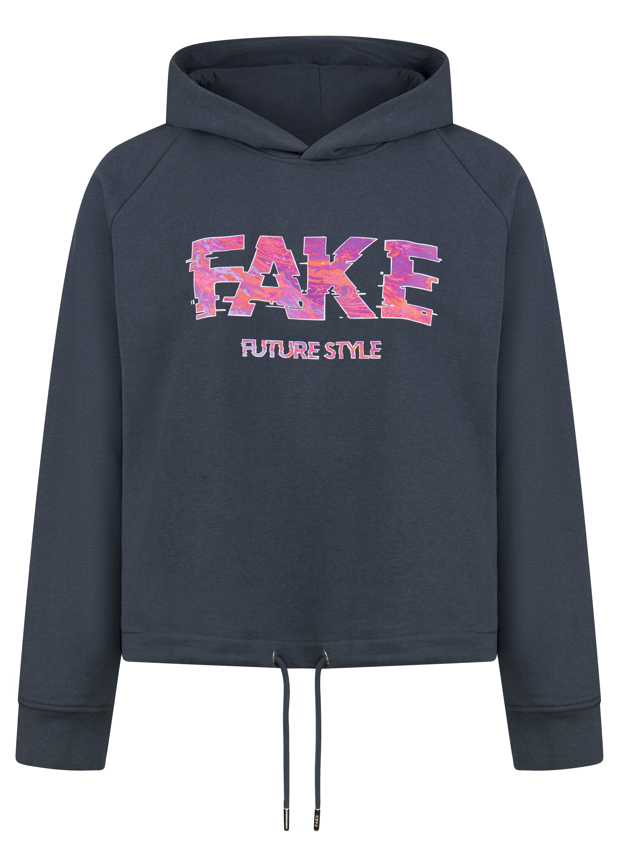 Cropped Hoodie Pink Lava Dunkelgrau