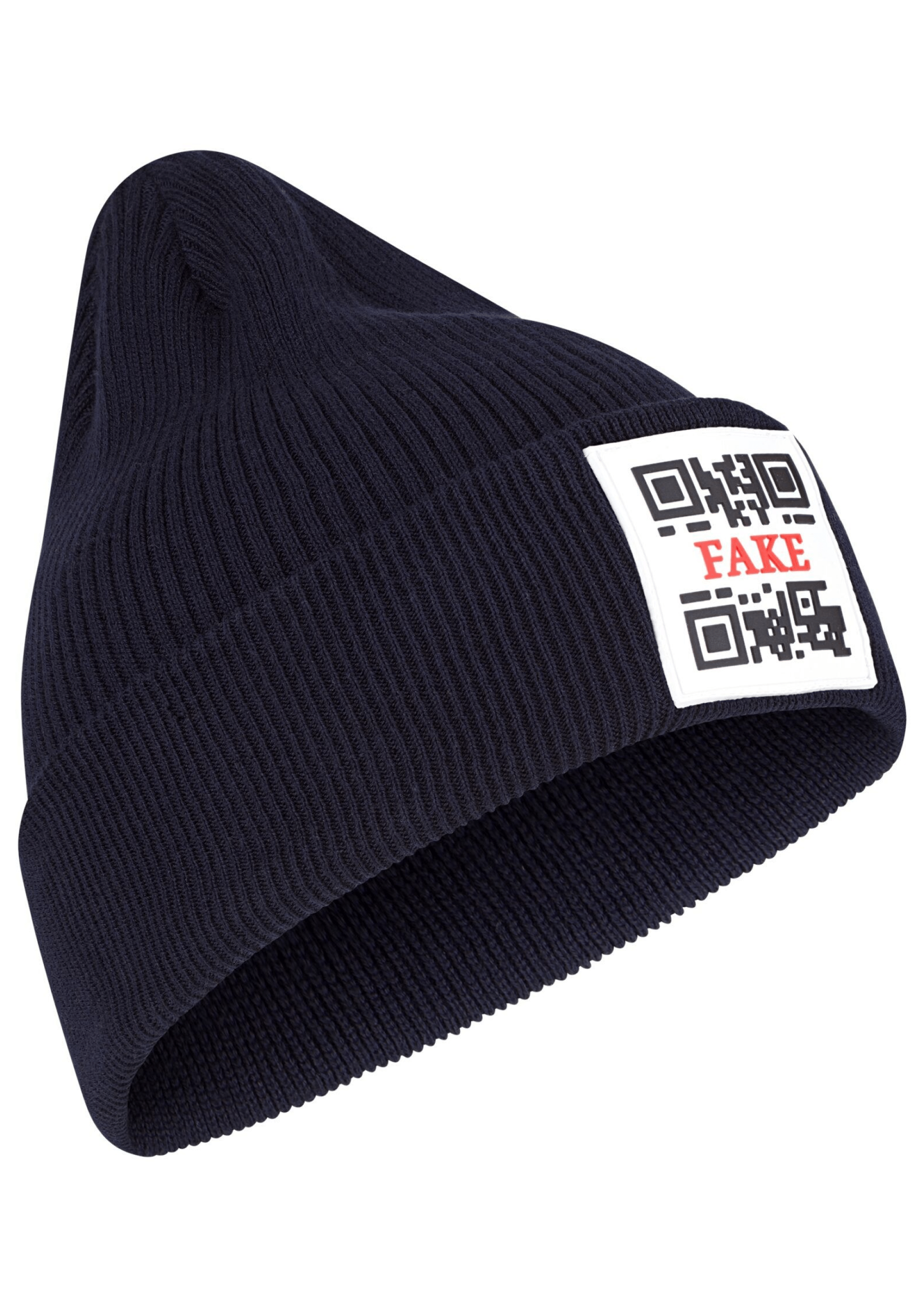 Reversed Beanie Mit Logo Grobgestrickte Mütze Dunkelblau