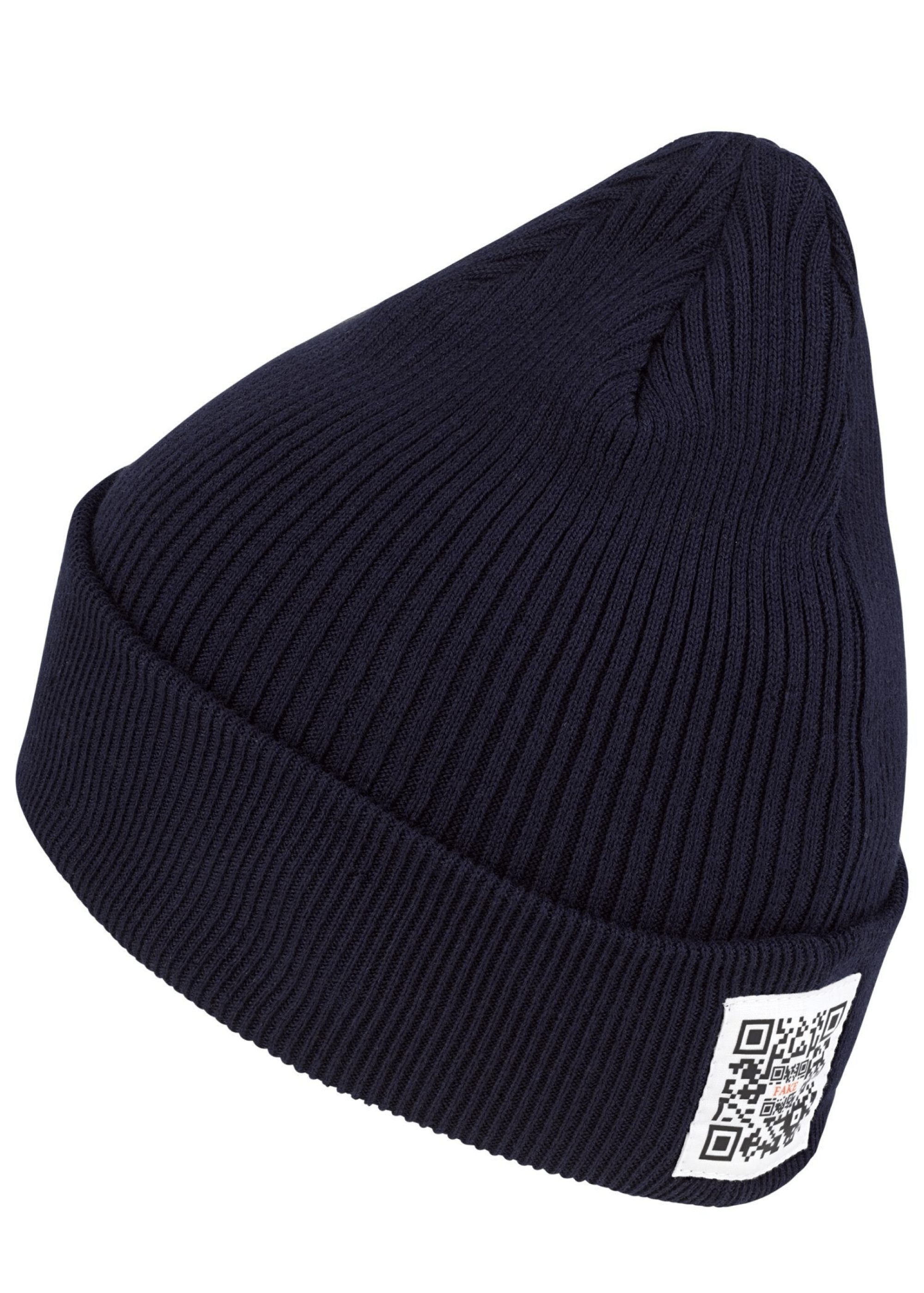 Reversed Beanie Mit Logo Grobgestrickte Mütze Dunkelblau