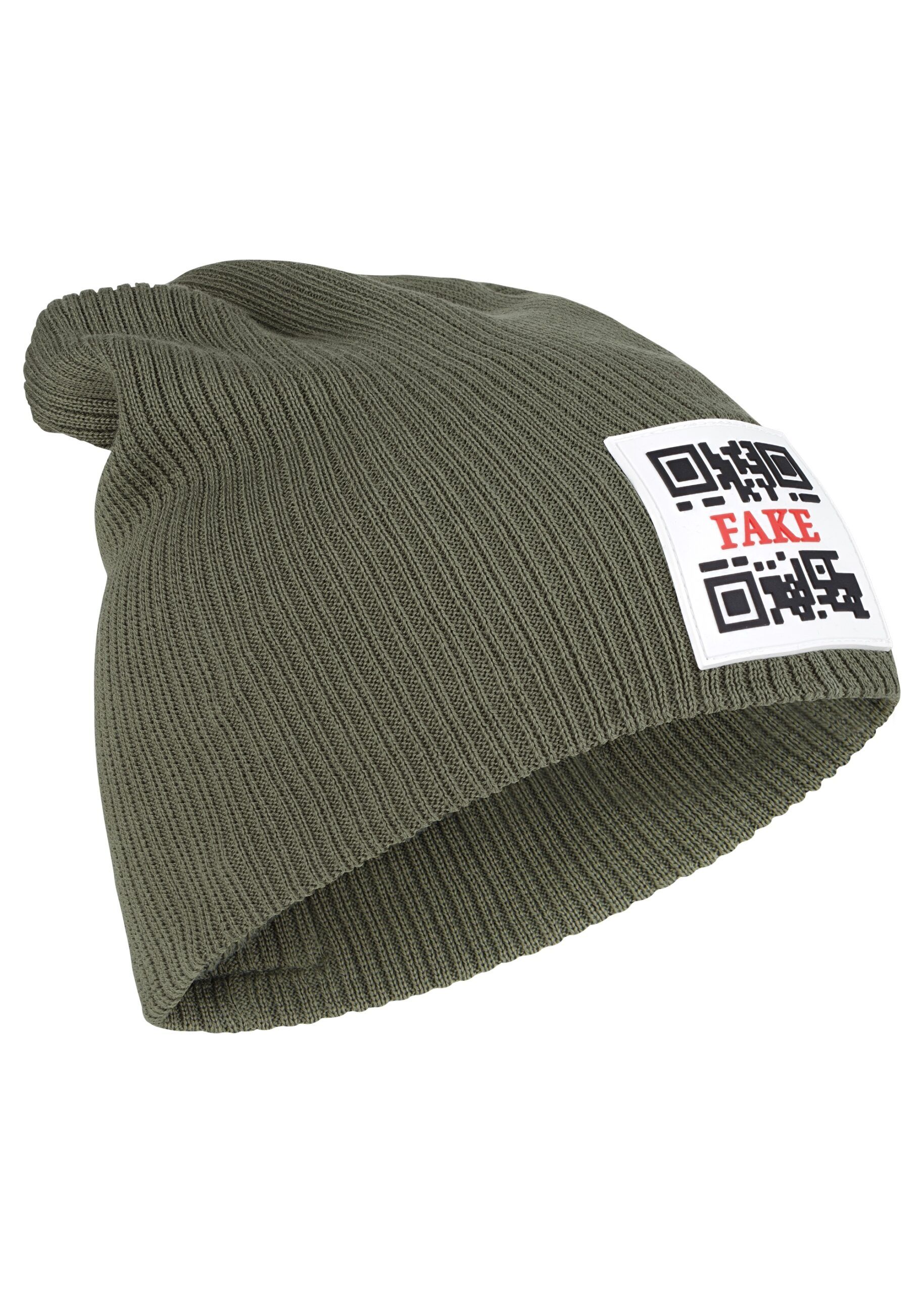 Basic Beanie Mit Logo Grobgestrickte Mütze Olivgrün