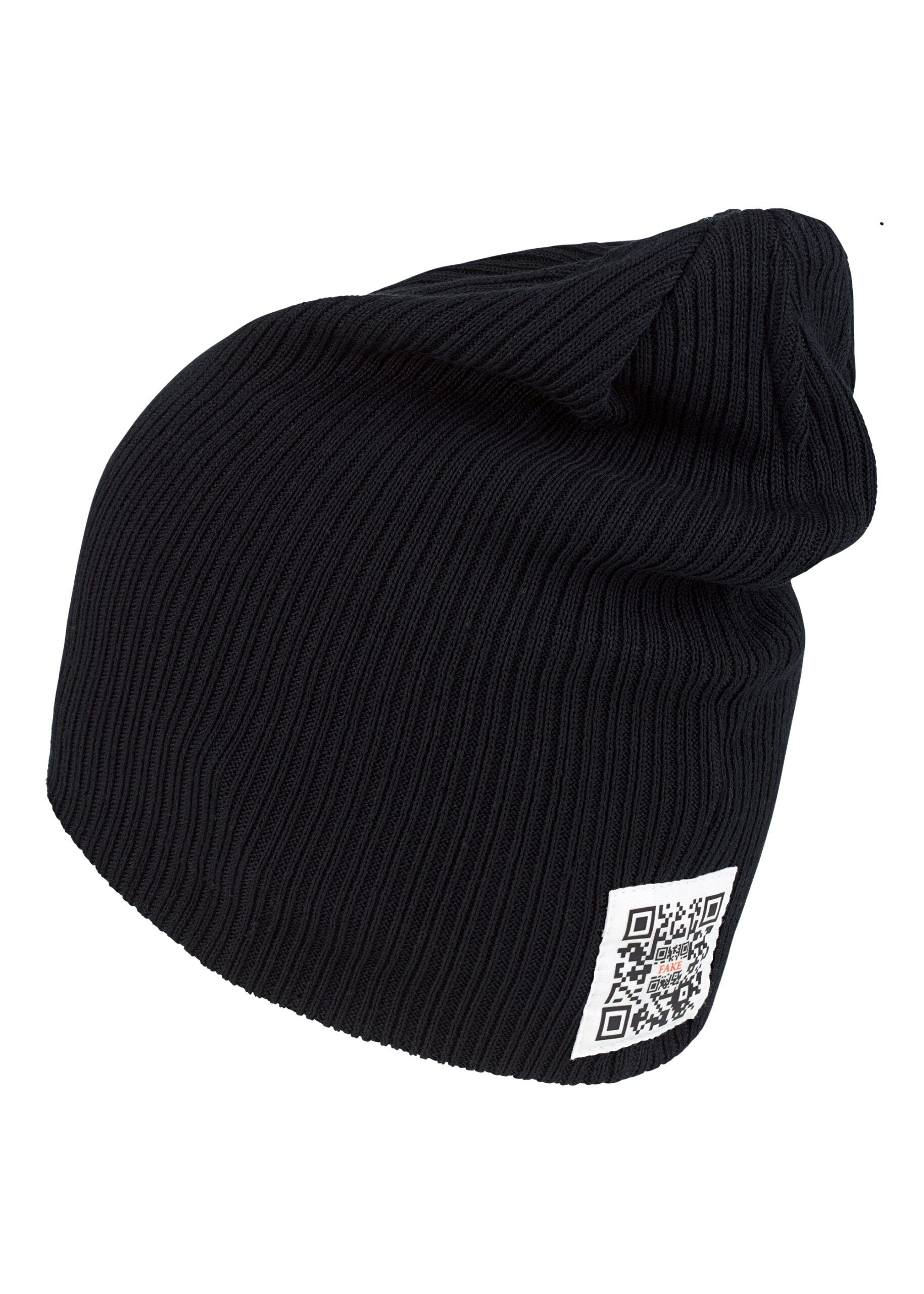 Basic Beanie Mit Logo Grobgestrickte Mütze Schwarz