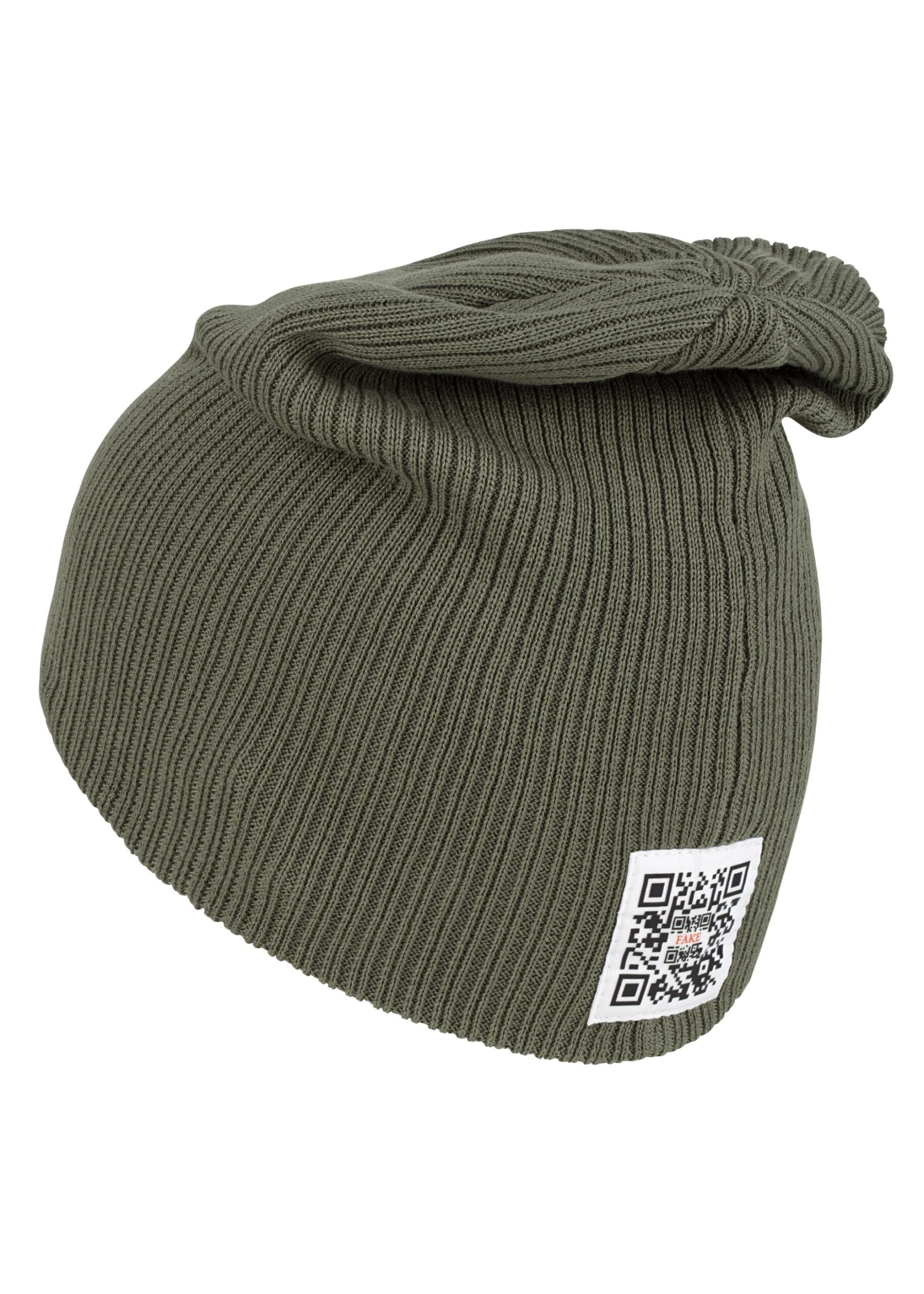 Basic Beanie Mit Logo Grobgestrickte Mütze Olivgrün